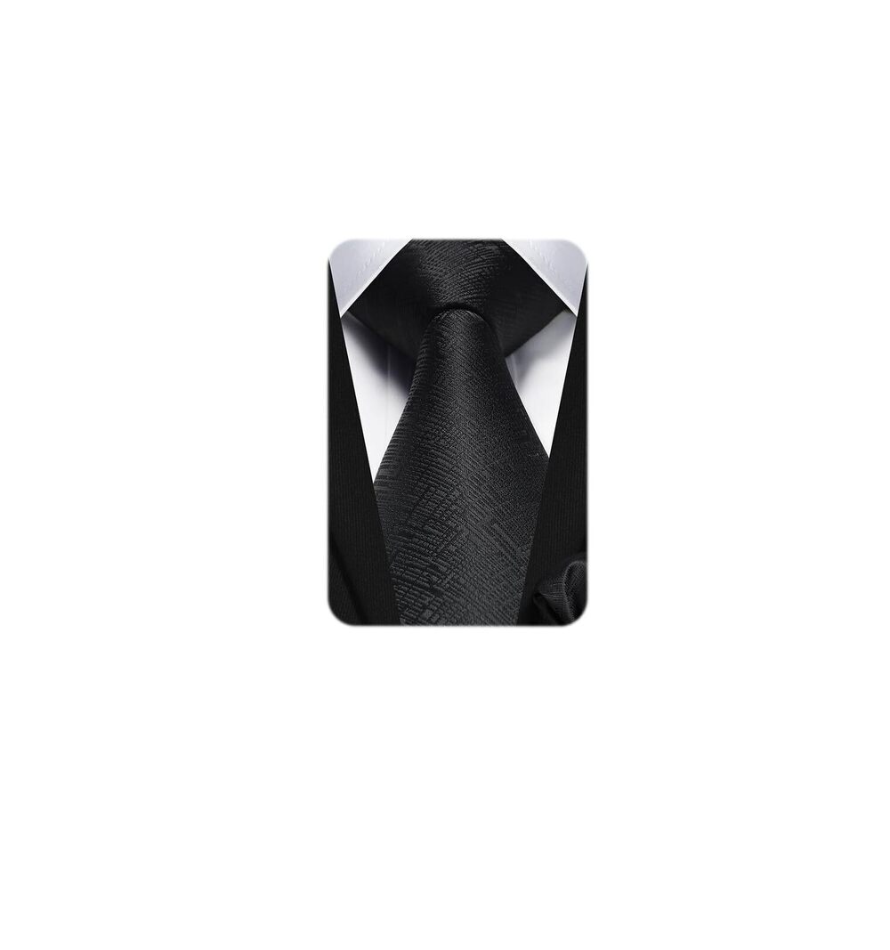 4376 Black Ties Silk Twill Woven Tie Formal Business Neckties Handkerchief